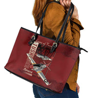Tuskegee Airmen Spit Fire 477th Leather Tote Bag Crimson Grunge - Wonder Print Shop