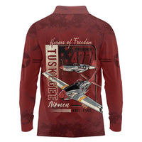 Tuskegee Airmen Spit Fire 477th Long Sleeve Polo Shirt Crimson Grunge - Wonder Print Shop