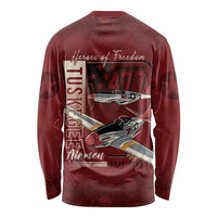 Tuskegee Airmen Spit Fire 477th Long Sleeve Shirt Crimson Grunge - Wonder Print Shop