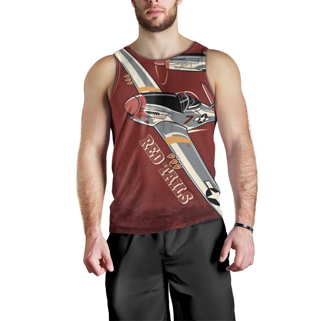 Tuskegee Airmen Spit Fire 477th Men Tank Top Crimson Grunge - Wonder Print Shop