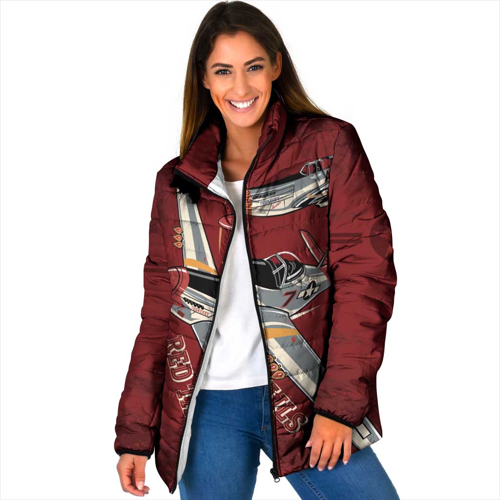 Tuskegee Airmen Spit Fire 477th Padded Jacket Crimson Grunge - Wonder Print Shop