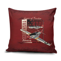 Tuskegee Airmen Spit Fire 477th Pillow Cover Crimson Grunge - Wonder Print Shop