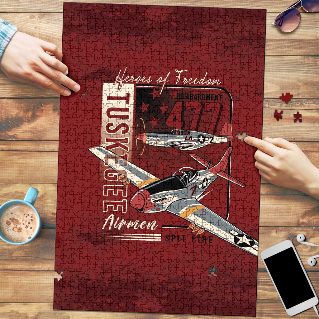 Tuskegee Airmen Spit Fire 477th Puzzle Crimson Grunge - Wonder Print Shop