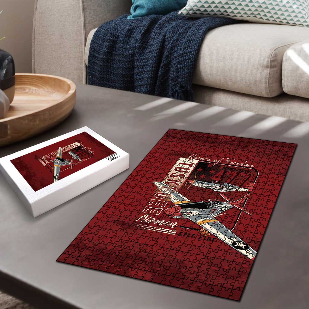 Tuskegee Airmen Spit Fire 477th Puzzle Crimson Grunge - Wonder Print Shop