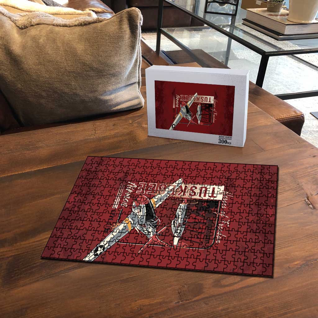 Tuskegee Airmen Spit Fire 477th Puzzle Crimson Grunge - Wonder Print Shop