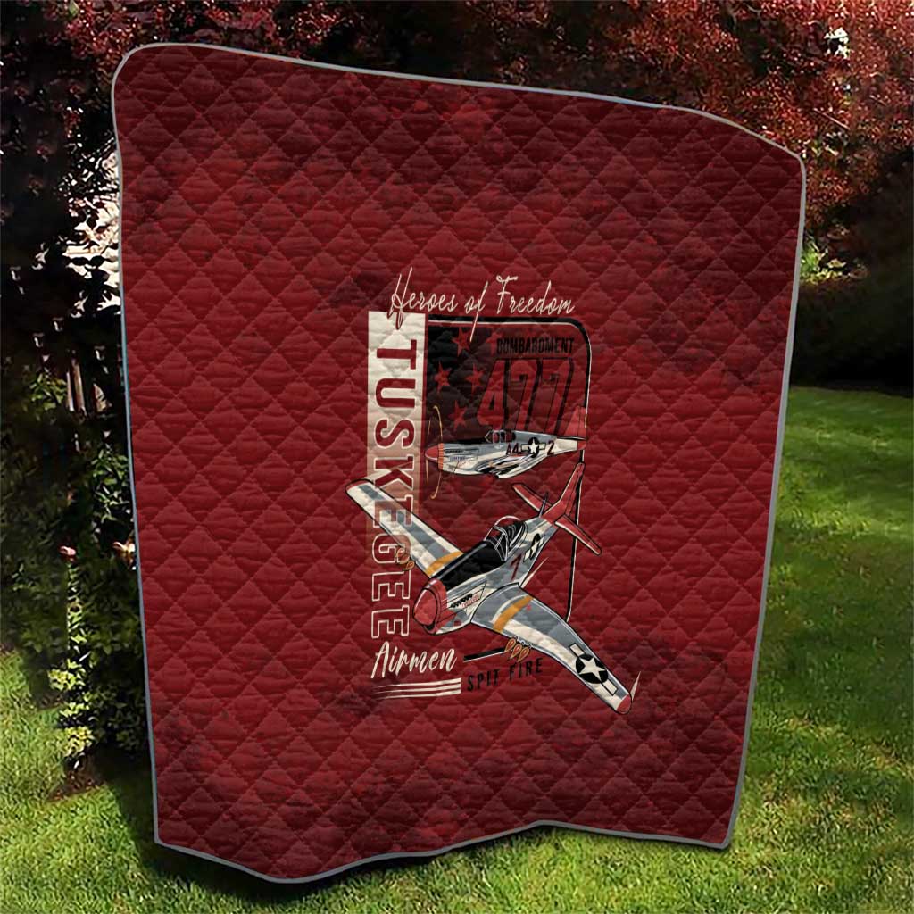 Tuskegee Airmen Spit Fire 477th Quilt Crimson Grunge - Wonder Print Shop