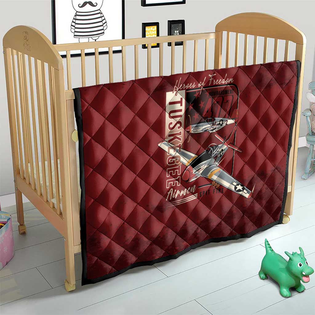 Tuskegee Airmen Spit Fire 477th Quilt Crimson Grunge - Wonder Print Shop