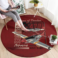 Tuskegee Airmen Spit Fire 477th Round Carpet Crimson Grunge - Wonder Print Shop