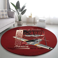 Tuskegee Airmen Spit Fire 477th Round Carpet Crimson Grunge - Wonder Print Shop