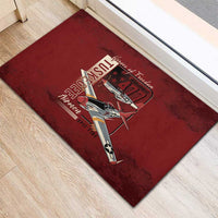 Tuskegee Airmen Spit Fire 477th Rubber Doormat Crimson Grunge - Wonder Print Shop
