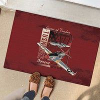 Tuskegee Airmen Spit Fire 477th Rubber Doormat Crimson Grunge - Wonder Print Shop