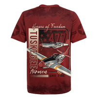 Tuskegee Airmen Spit Fire 477th Rugby Jersey Crimson Grunge - Wonder Print Shop