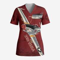 Tuskegee Airmen Spit Fire 477th Scrub Top Crimson Grunge - Wonder Print Shop