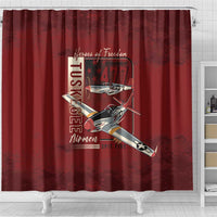 Tuskegee Airmen Spit Fire 477th Shower Curtain Crimson Grunge - Wonder Print Shop