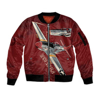 Tuskegee Airmen Spit Fire 477th Sleeve Zip Bomber Jacket Crimson Grunge - Wonder Print Shop