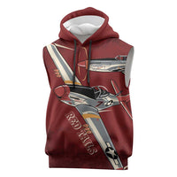 Tuskegee Airmen Spit Fire 477th Sleeveless Hoodie Crimson Grunge - Wonder Print Shop