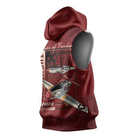 Tuskegee Airmen Spit Fire 477th Sleeveless Hoodie Crimson Grunge - Wonder Print Shop