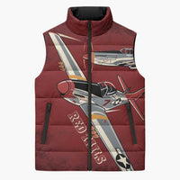 Tuskegee Airmen Spit Fire 477th Sleeveless Puffer Jacket Crimson Grunge - Wonder Print Shop