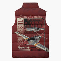 Tuskegee Airmen Spit Fire 477th Sleeveless Puffer Jacket Crimson Grunge - Wonder Print Shop
