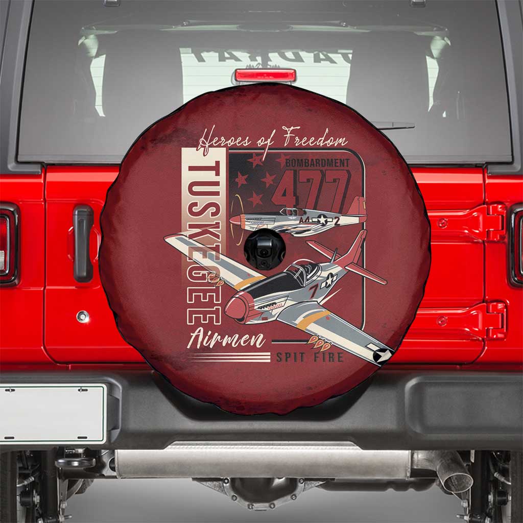 Tuskegee Airmen Spit Fire 477th Spare Tire Cover Crimson Grunge - Wonder Print Shop