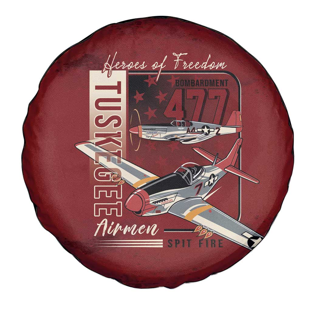 Tuskegee Airmen Spit Fire 477th Spare Tire Cover Crimson Grunge - Wonder Print Shop