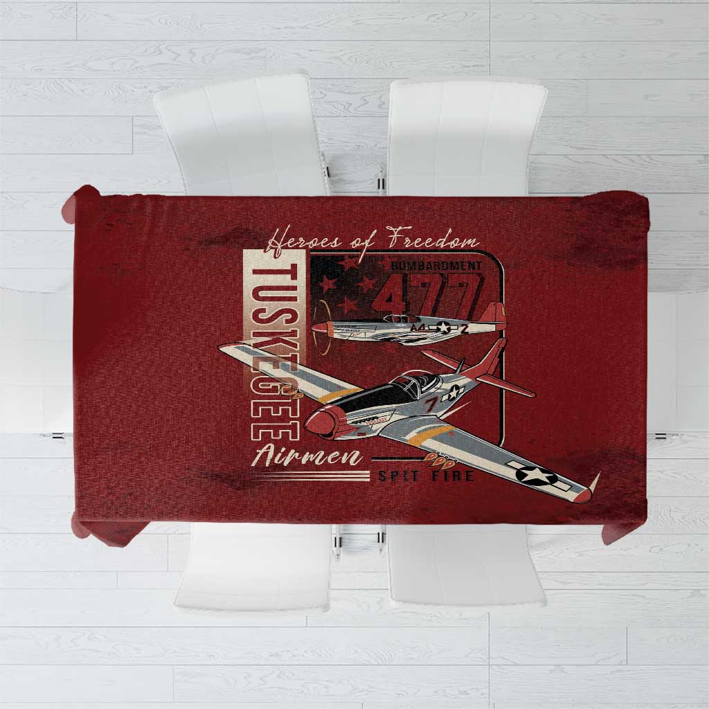 Tuskegee Airmen Spit Fire 477th Tablecloth Crimson Grunge - Wonder Print Shop