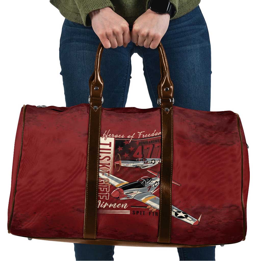 Tuskegee Airmen Spit Fire 477th Travel Bag Crimson Grunge - Wonder Print Shop