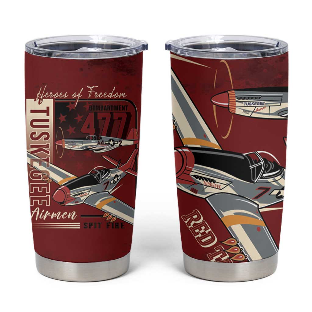 Tuskegee Airmen Spit Fire 477th Tumbler Cup Crimson Grunge - Wonder Print Shop