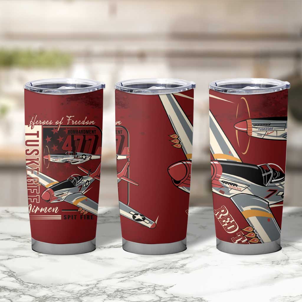 Tuskegee Airmen Spit Fire 477th Tumbler Cup Crimson Grunge - Wonder Print Shop