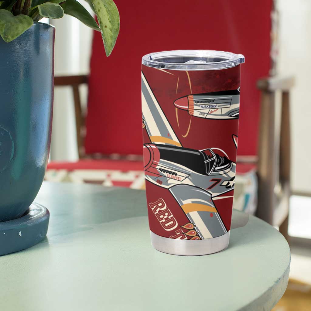 Tuskegee Airmen Spit Fire 477th Tumbler Cup Crimson Grunge - Wonder Print Shop