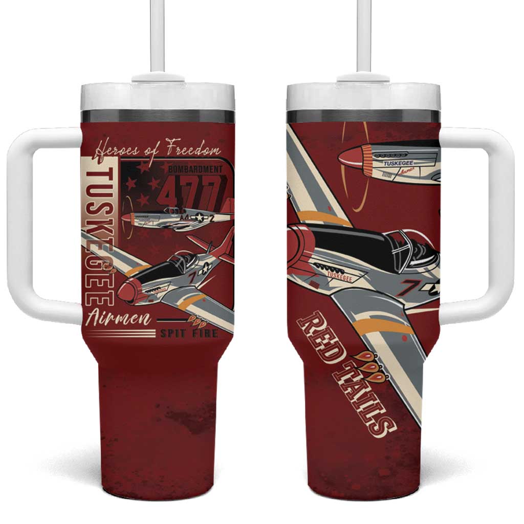 Tuskegee Airmen Spit Fire 477th Tumbler With Handle Crimson Grunge - Wonder Print Shop