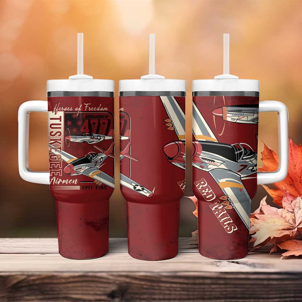 Tuskegee Airmen Spit Fire 477th Tumbler With Handle Crimson Grunge - Wonder Print Shop