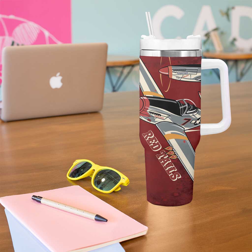 Tuskegee Airmen Spit Fire 477th Tumbler With Handle Crimson Grunge - Wonder Print Shop