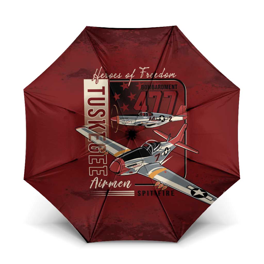 Tuskegee Airmen Spit Fire 477th Umbrella Crimson Grunge - Wonder Print Shop