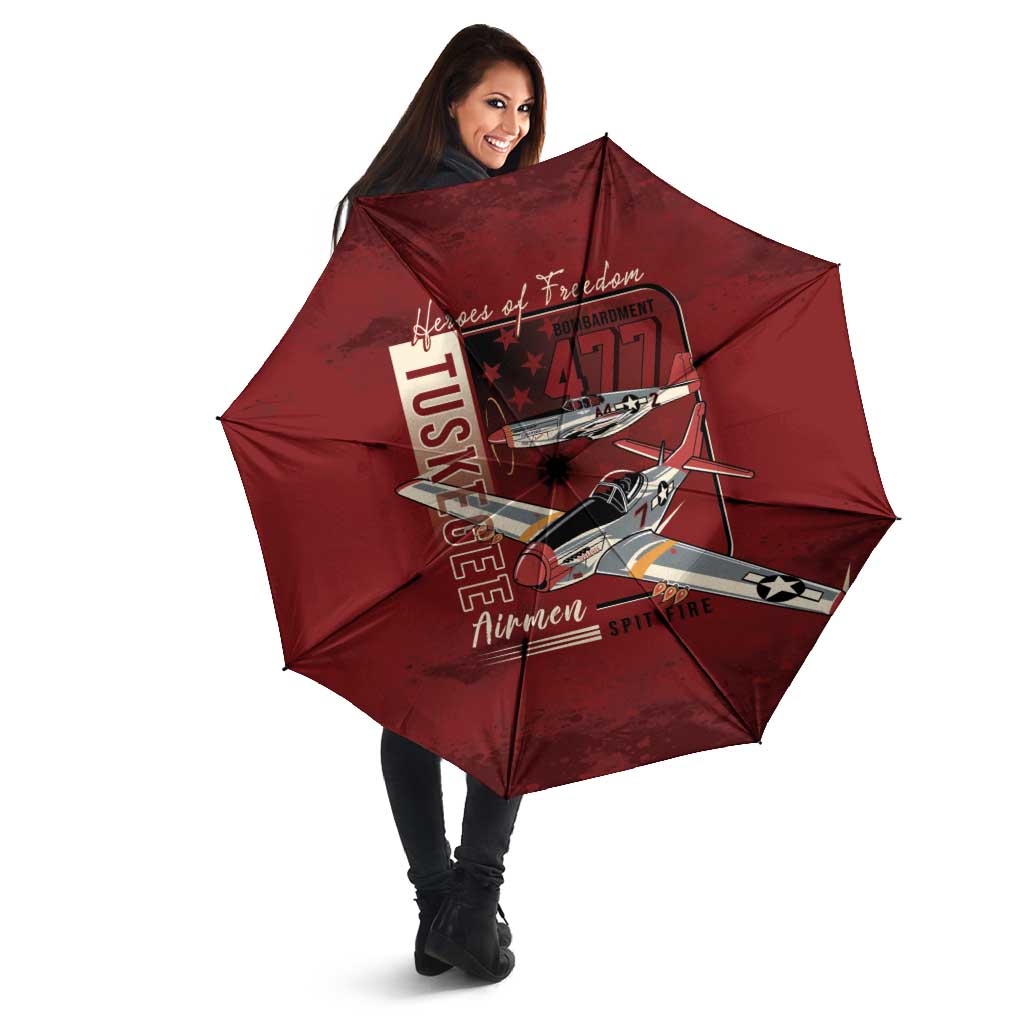 Tuskegee Airmen Spit Fire 477th Umbrella Crimson Grunge - Wonder Print Shop