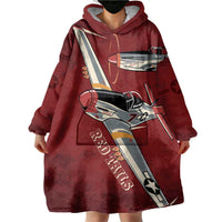 Tuskegee Airmen Spit Fire 477th Wearable Blanket Hoodie Crimson Grunge - Wonder Print Shop