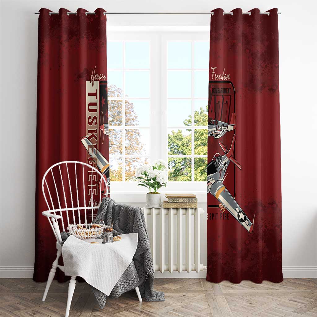 Tuskegee Airmen Spit Fire 477th Window Curtain Crimson Grunge - Wonder Print Shop
