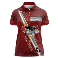 Tuskegee Airmen Spit Fire 477th Women Polo Shirt Crimson Grunge - Wonder Print Shop