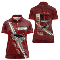 Tuskegee Airmen Spit Fire 477th Women Polo Shirt Crimson Grunge - Wonder Print Shop