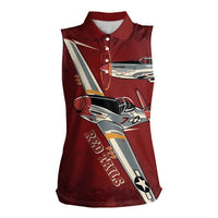 Tuskegee Airmen Spit Fire 477th Women Sleeveless Polo Shirt Crimson Grunge - Wonder Print Shop