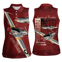 Tuskegee Airmen Spit Fire 477th Women Sleeveless Polo Shirt Crimson Grunge - Wonder Print Shop