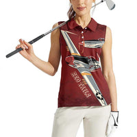 Tuskegee Airmen Spit Fire 477th Women Sleeveless Polo Shirt Crimson Grunge - Wonder Print Shop