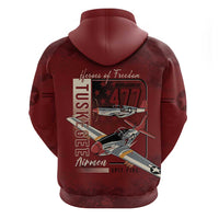 Tuskegee Airmen Spit Fire 477th Zip Hoodie Crimson Grunge - Wonder Print Shop