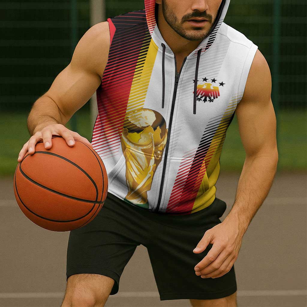 Germany Custom WC2026 Die Nationalelf Sleeveless Zip Hoodie - Wonder Print Shop