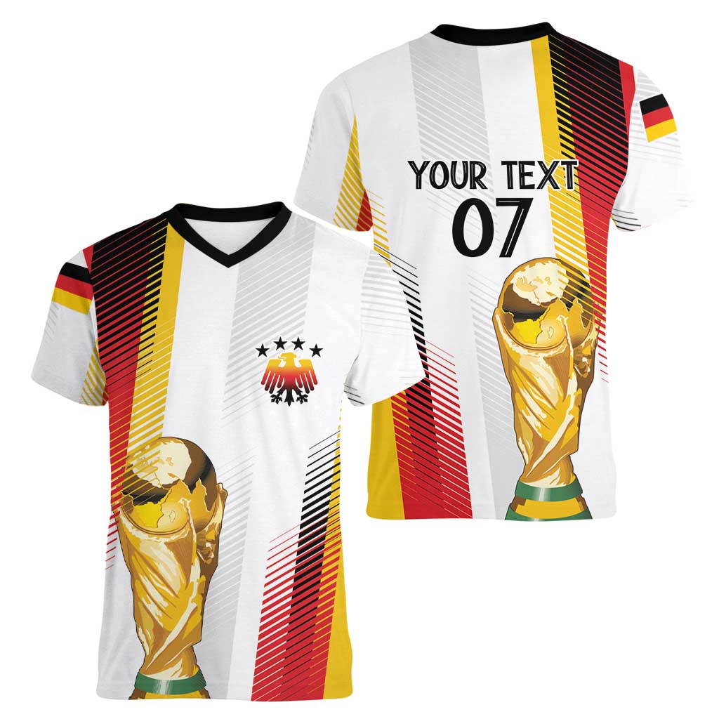 Germany Custom WC2026 Die Nationalelf Women V-Neck T-Shirt - Wonder Print Shop
