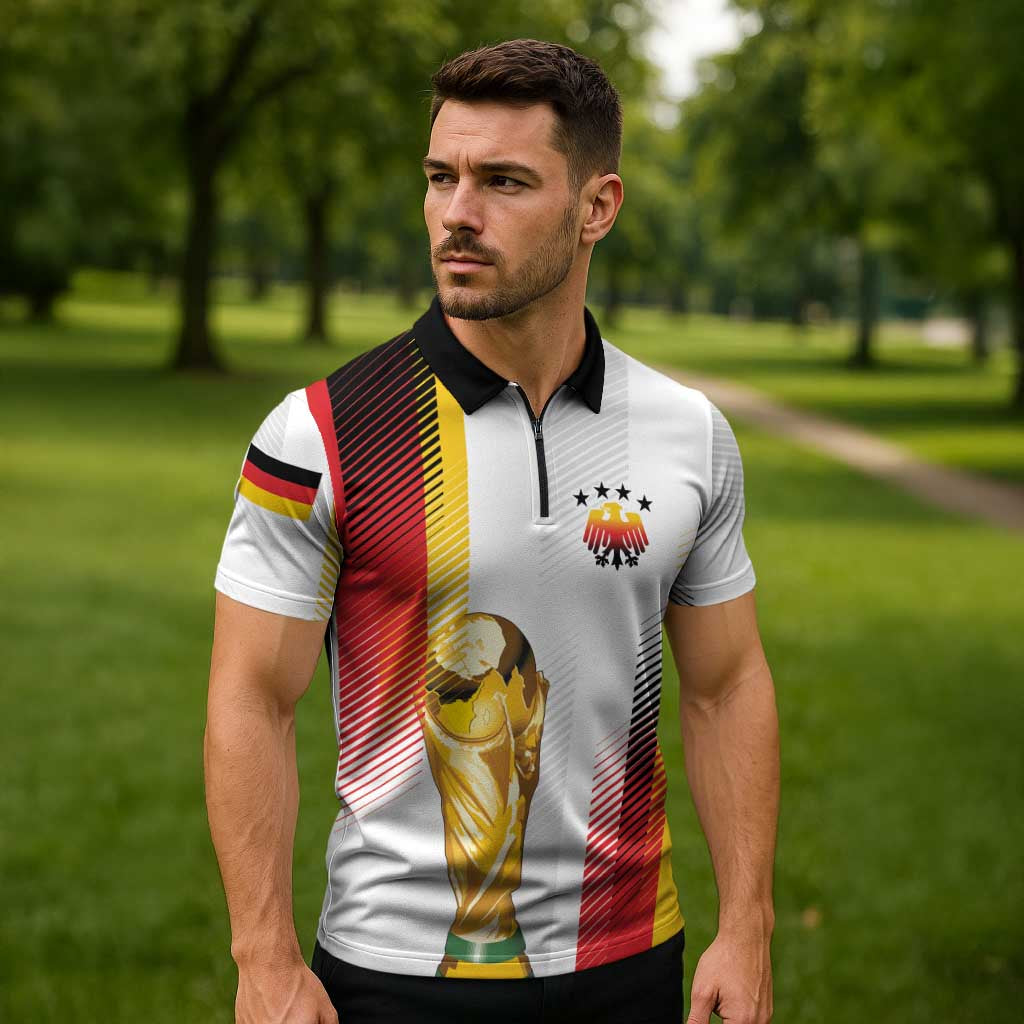 Germany Custom WC2026 Die Nationalelf Zipper Polo Shirt - Wonder Print Shop