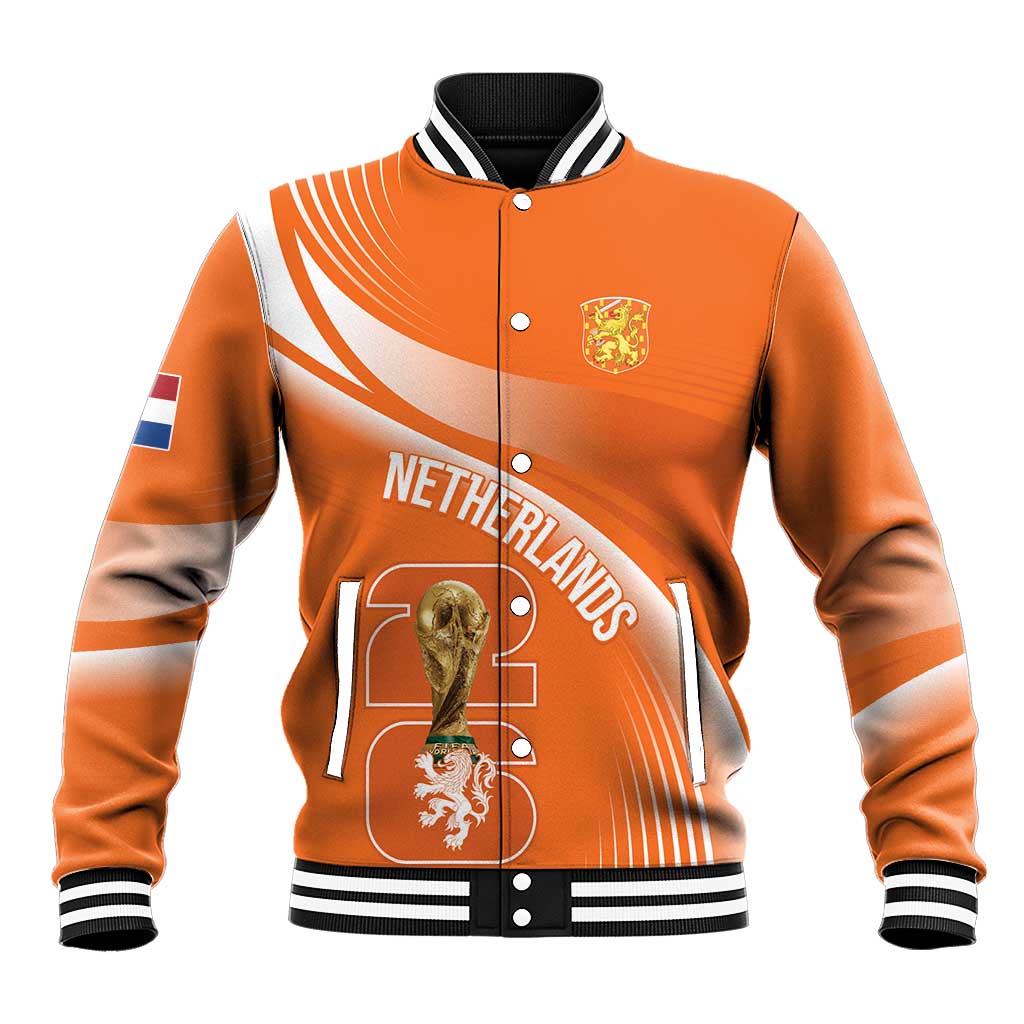 Netherlands Custom Orange Lions WC2026 Baseball Jacket - Wonder Print Shop