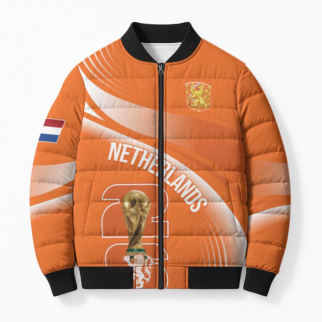 Netherlands Custom Orange Lions WC2026 Bomber Puffer Jacket - Wonder Print Shop