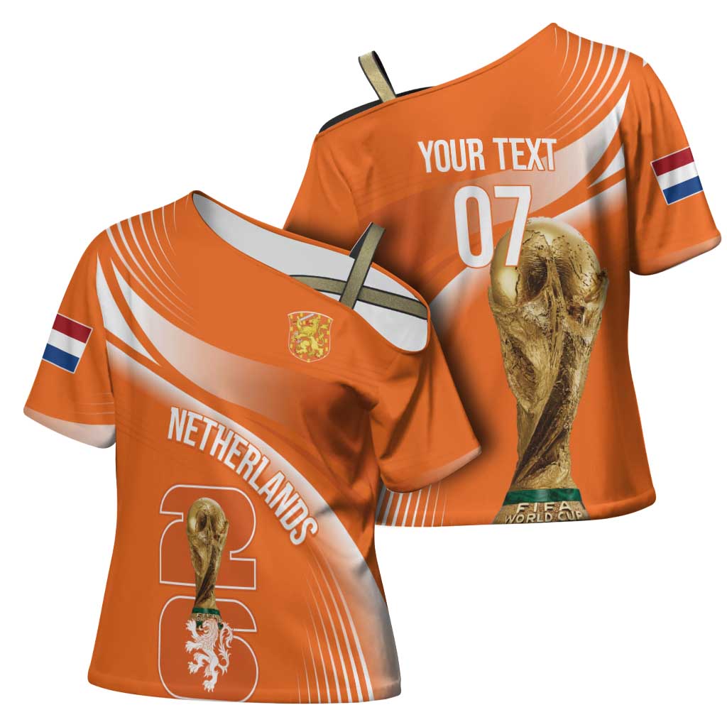 Netherlands Custom Orange Lions WC2026 Cross Shoulder Shirt - Wonder Print Shop