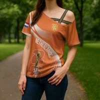 Netherlands Custom Orange Lions WC2026 Cross Shoulder Shirt - Wonder Print Shop